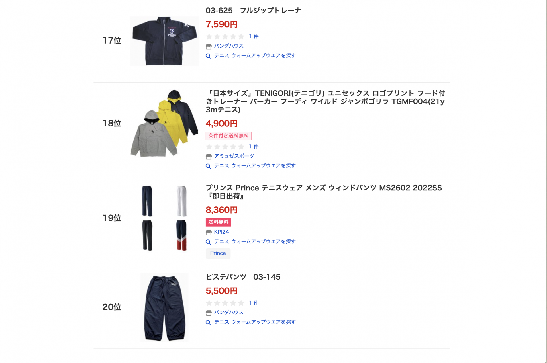 yahooショッピングのテニス ウォームアップウエア売れ筋ランキングに選ばれました！！ | ホーム | オリジナルテニスウエアブランドのパンダハウス